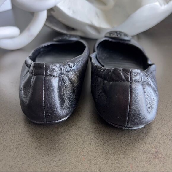 Tory Burch Minnie Travel Black Leather Ballet Flats Size 6 - Picture 5 of 9
